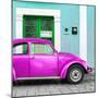 ¡Viva Mexico! Square Collection - The Deep Pink VW Beetle Car with Turquoise Street Wall-Philippe Hugonnard-Mounted Photographic Print