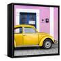 ¡Viva Mexico! Square Collection - The Gold VW Beetle Car with Light Pink Street Wall-Philippe Hugonnard-Framed Stretched Canvas