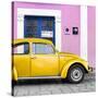 ¡Viva Mexico! Square Collection - The Gold VW Beetle Car with Light Pink Street Wall-Philippe Hugonnard-Stretched Canvas