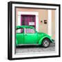 ¡Viva Mexico! Square Collection - The Green VW Beetle Car with Salmon Street Wall-Philippe Hugonnard-Framed Photographic Print