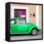 ¡Viva Mexico! Square Collection - The Green VW Beetle Car with Salmon Street Wall-Philippe Hugonnard-Framed Stretched Canvas