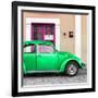 ¡Viva Mexico! Square Collection - The Green VW Beetle Car with Salmon Street Wall-Philippe Hugonnard-Framed Photographic Print