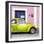 ¡Viva Mexico! Square Collection - The Lime Green VW Beetle Car with Light Pink Street Wall-Philippe Hugonnard-Framed Photographic Print