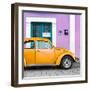 ¡Viva Mexico! Square Collection - The Orange VW Beetle Car with Mauve Street Wall-Philippe Hugonnard-Framed Photographic Print