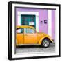 ¡Viva Mexico! Square Collection - The Orange VW Beetle Car with Mauve Street Wall-Philippe Hugonnard-Framed Photographic Print