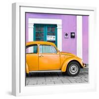 ¡Viva Mexico! Square Collection - The Orange VW Beetle Car with Mauve Street Wall-Philippe Hugonnard-Framed Photographic Print