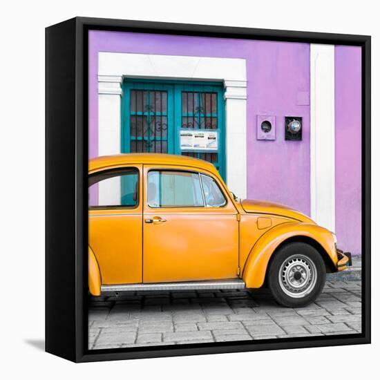 ¡Viva Mexico! Square Collection - The Orange VW Beetle Car with Mauve Street Wall-Philippe Hugonnard-Framed Stretched Canvas