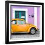 ¡Viva Mexico! Square Collection - The Orange VW Beetle Car with Mauve Street Wall-Philippe Hugonnard-Framed Photographic Print