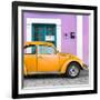 ¡Viva Mexico! Square Collection - The Orange VW Beetle Car with Mauve Street Wall-Philippe Hugonnard-Framed Photographic Print