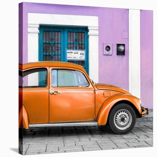 ¡Viva Mexico! Square Collection - The Orange VW Beetle Car with Thistle Street Wall-Philippe Hugonnard-Stretched Canvas