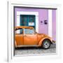 ¡Viva Mexico! Square Collection - The Orange VW Beetle Car with Thistle Street Wall-Philippe Hugonnard-Framed Photographic Print