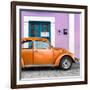 ¡Viva Mexico! Square Collection - The Orange VW Beetle Car with Thistle Street Wall-Philippe Hugonnard-Framed Photographic Print