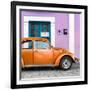 ¡Viva Mexico! Square Collection - The Orange VW Beetle Car with Thistle Street Wall-Philippe Hugonnard-Framed Photographic Print