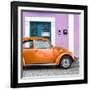 ¡Viva Mexico! Square Collection - The Orange VW Beetle Car with Thistle Street Wall-Philippe Hugonnard-Framed Photographic Print