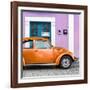 ¡Viva Mexico! Square Collection - The Orange VW Beetle Car with Thistle Street Wall-Philippe Hugonnard-Framed Photographic Print