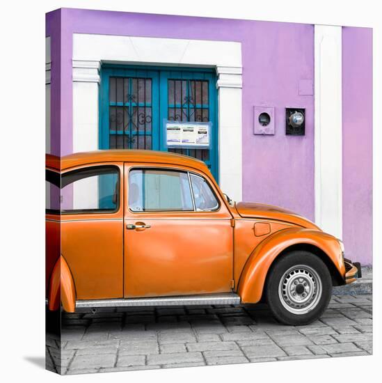 ¡Viva Mexico! Square Collection - The Orange VW Beetle Car with Thistle Street Wall-Philippe Hugonnard-Stretched Canvas