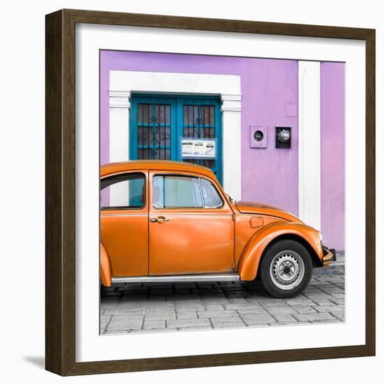 ¡Viva Mexico! Square Collection - The Orange VW Beetle Car with Thistle Street Wall-Philippe Hugonnard-Framed Photographic Print