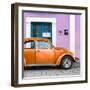 ¡Viva Mexico! Square Collection - The Orange VW Beetle Car with Thistle Street Wall-Philippe Hugonnard-Framed Photographic Print