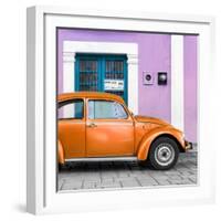 ¡Viva Mexico! Square Collection - The Orange VW Beetle Car with Thistle Street Wall-Philippe Hugonnard-Framed Photographic Print