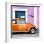 ¡Viva Mexico! Square Collection - The Orange VW Beetle Car with Thistle Street Wall-Philippe Hugonnard-Framed Photographic Print