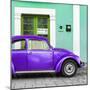 ¡Viva Mexico! Square Collection - The Purple VW Beetle Car with Coral Green Street Wall-Philippe Hugonnard-Mounted Photographic Print