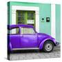 ¡Viva Mexico! Square Collection - The Purple VW Beetle Car with Coral Green Street Wall-Philippe Hugonnard-Stretched Canvas