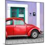 ¡Viva Mexico! Square Collection - The Red VW Beetle Car with Purple Street Wall-Philippe Hugonnard-Mounted Photographic Print