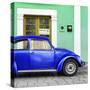 ¡Viva Mexico! Square Collection - The Royal Blue VW Beetle Car with Green Street Wall-Philippe Hugonnard-Stretched Canvas