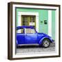 ¡Viva Mexico! Square Collection - The Royal Blue VW Beetle Car with Green Street Wall-Philippe Hugonnard-Framed Photographic Print