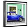 ¡Viva Mexico! Square Collection - The Royal Blue VW Beetle Car with Green Street Wall-Philippe Hugonnard-Framed Photographic Print