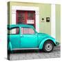 ¡Viva Mexico! Square Collection - The Teal VW Beetle Car with Lime Green Street Wall-Philippe Hugonnard-Stretched Canvas