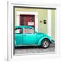 ¡Viva Mexico! Square Collection - The Teal VW Beetle Car with Lime Green Street Wall-Philippe Hugonnard-Framed Photographic Print