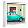 ¡Viva Mexico! Square Collection - The Teal VW Beetle Car with Lime Green Street Wall-Philippe Hugonnard-Framed Photographic Print