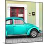 ¡Viva Mexico! Square Collection - The Teal VW Beetle Car with Lime Green Street Wall-Philippe Hugonnard-Mounted Photographic Print