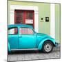 ¡Viva Mexico! Square Collection - The Turquoise VW Beetle Car with Lime Green Street Wall-Philippe Hugonnard-Mounted Photographic Print