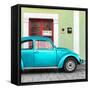 ¡Viva Mexico! Square Collection - The Turquoise VW Beetle Car with Lime Green Street Wall-Philippe Hugonnard-Framed Stretched Canvas