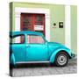 ¡Viva Mexico! Square Collection - The Turquoise VW Beetle Car with Lime Green Street Wall-Philippe Hugonnard-Stretched Canvas