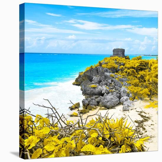 ¡Viva Mexico! Square Collection - Tulum Ruins along Caribbean Coastline V-Philippe Hugonnard-Stretched Canvas