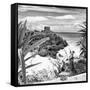 ¡Viva Mexico! Square Collection - Tulum Ruins along Caribbean Coastline with Iguana II-Philippe Hugonnard-Framed Stretched Canvas