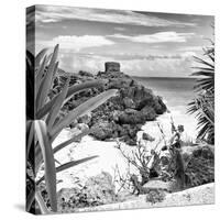 ¡Viva Mexico! Square Collection - Tulum Ruins along Caribbean Coastline with Iguana II-Philippe Hugonnard-Stretched Canvas