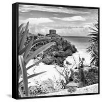 ¡Viva Mexico! Square Collection - Tulum Ruins along Caribbean Coastline with Iguana II-Philippe Hugonnard-Framed Stretched Canvas