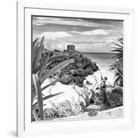 ¡Viva Mexico! Square Collection - Tulum Ruins along Caribbean Coastline with Iguana II-Philippe Hugonnard-Framed Photographic Print