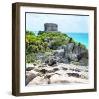 ¡Viva Mexico! Square Collection - Tulum Ruins along Caribbean Coastline with Iguana III-Philippe Hugonnard-Framed Photographic Print