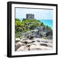 ¡Viva Mexico! Square Collection - Tulum Ruins along Caribbean Coastline with Iguana III-Philippe Hugonnard-Framed Photographic Print