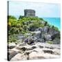 ¡Viva Mexico! Square Collection - Tulum Ruins along Caribbean Coastline with Iguana III-Philippe Hugonnard-Stretched Canvas