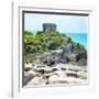 ¡Viva Mexico! Square Collection - Tulum Ruins along Caribbean Coastline with Iguana III-Philippe Hugonnard-Framed Photographic Print