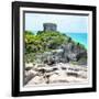 ¡Viva Mexico! Square Collection - Tulum Ruins along Caribbean Coastline with Iguana III-Philippe Hugonnard-Framed Photographic Print