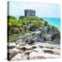 ¡Viva Mexico! Square Collection - Tulum Ruins along Caribbean Coastline with Iguana III-Philippe Hugonnard-Stretched Canvas