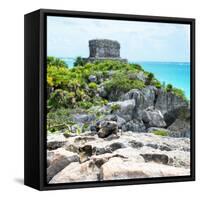 ¡Viva Mexico! Square Collection - Tulum Ruins along Caribbean Coastline with Iguana III-Philippe Hugonnard-Framed Stretched Canvas