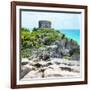¡Viva Mexico! Square Collection - Tulum Ruins along Caribbean Coastline with Iguana III-Philippe Hugonnard-Framed Photographic Print